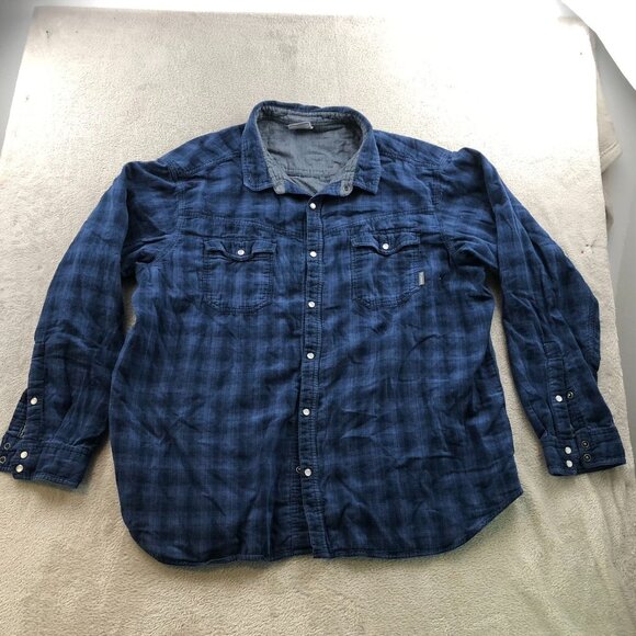 Columbia Mens Shirt Size XXL Long Sleeve Button Up Plaid Flannel Casual Blue - Picture 14 of 15